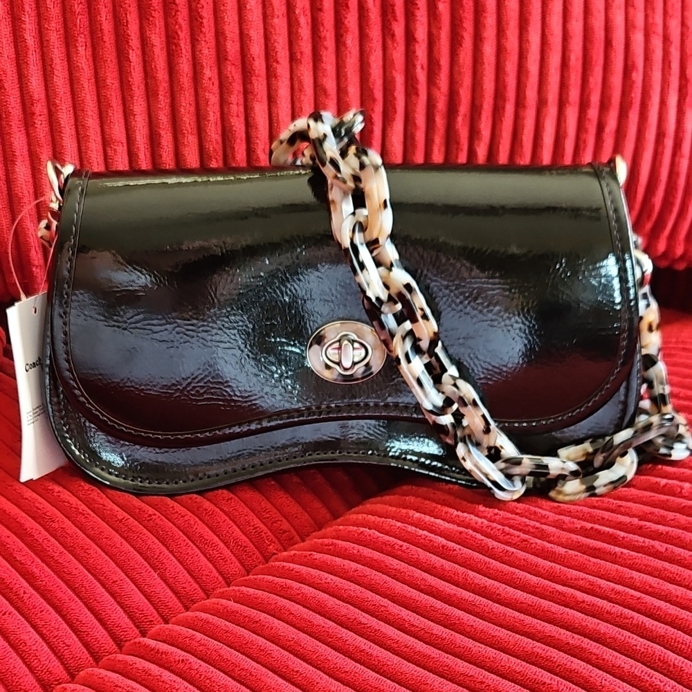 COACHTOPIA - Black Wavy Dinky Crinkle Patent - CQ056 NWT